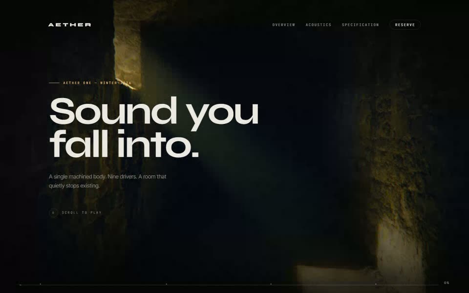 Aether — Scroll Film Landing Page